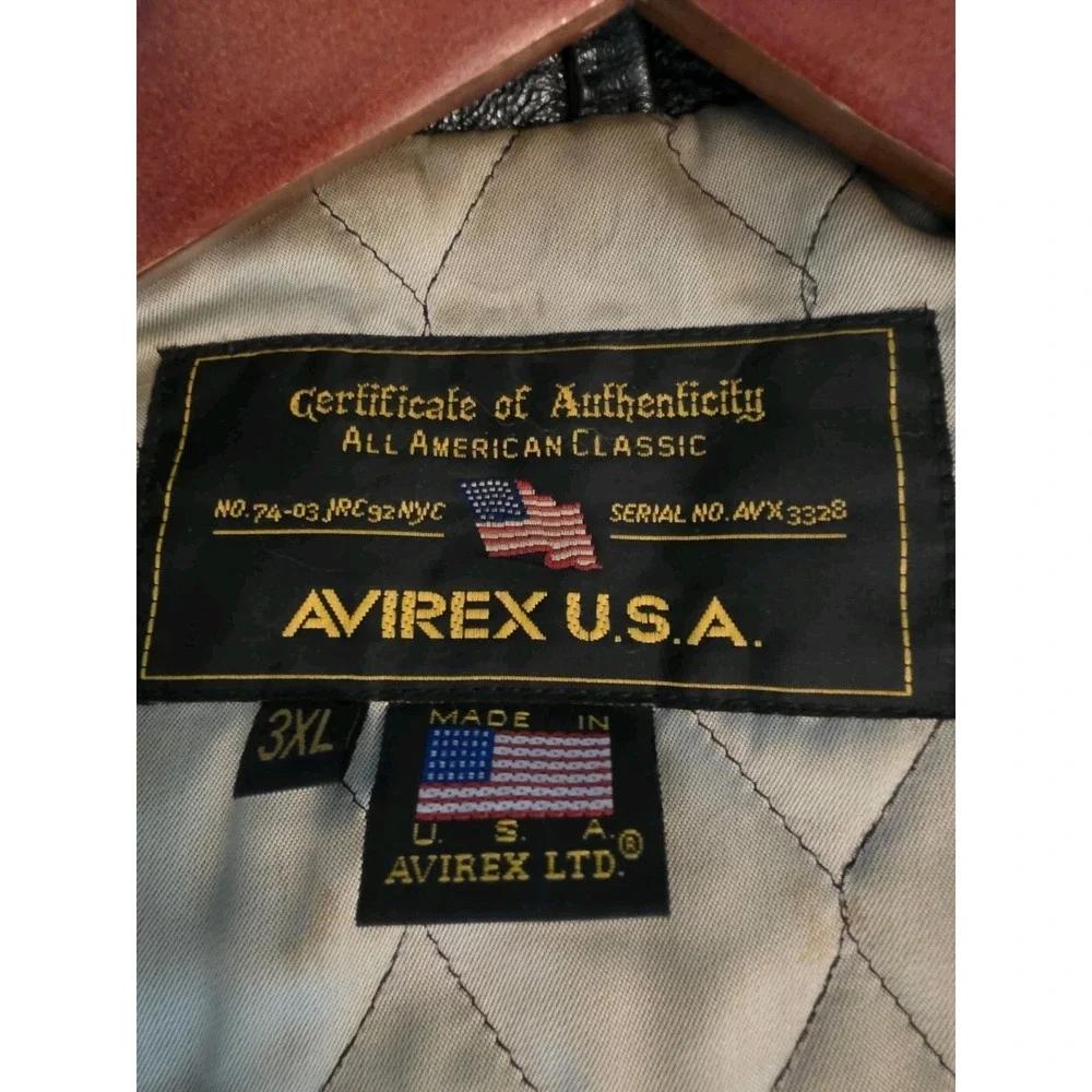 Vintage Rare Avirex Tuskegee Airmen  Black Leather Bomber Jacket‎ 3XL